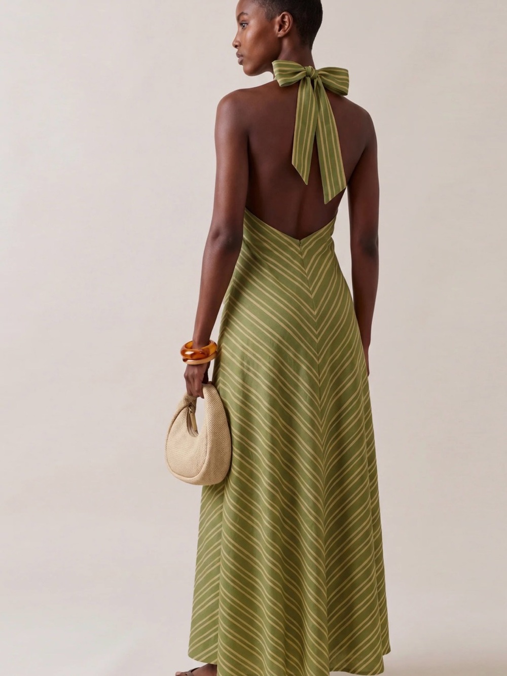 o.p.t Noelle Cotton Dress
Halter Maxi Dress with Subtle Citrus Stripe NWT